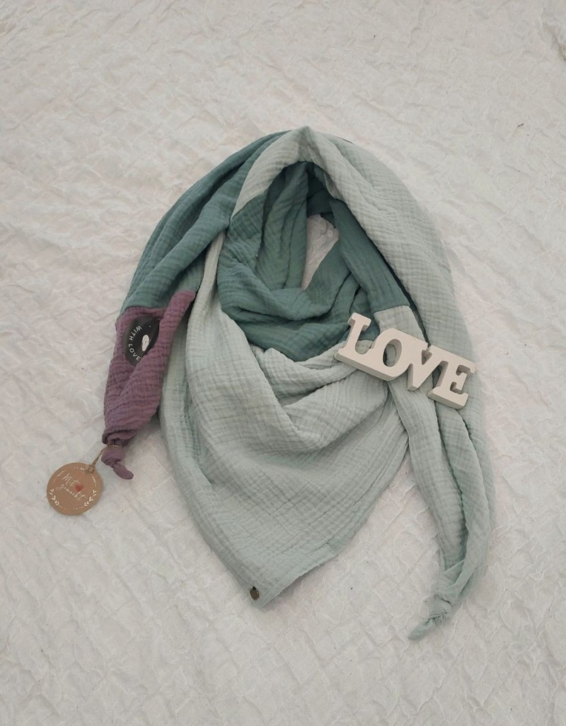 XXL Tuch Musselin lila/minthell/mintdunkel