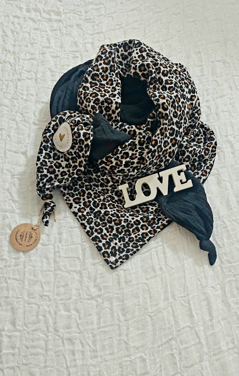 XXL Tuch Musselin leo mit schwarz