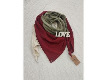 XXL Tuch Musselin rot/khaki/beige