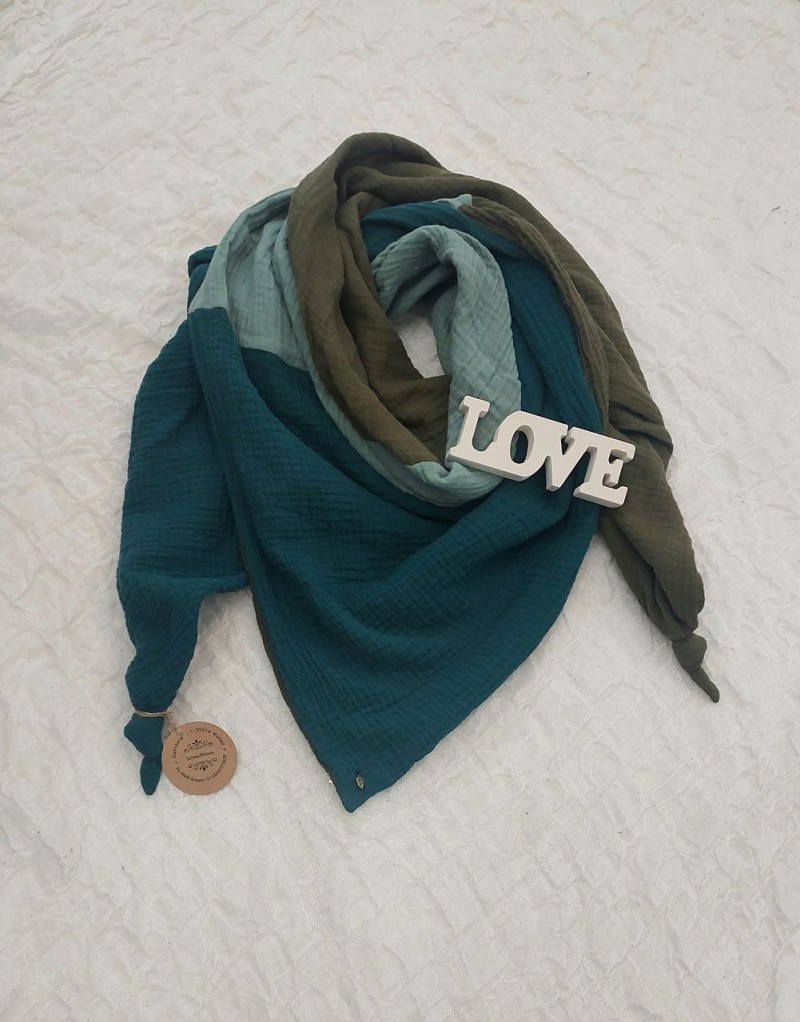 XXL Tuch Musselin khaki/mintgrün/petrol