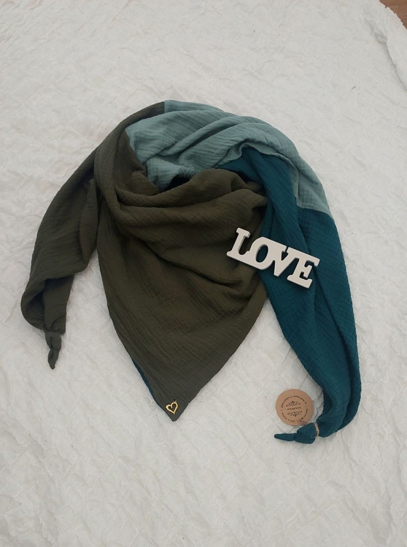 XXL Tuch Musselin khaki/mintgrün/petrol